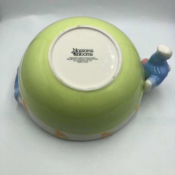 Blossoms & Blooms Ceramic Easter Bunny Rabbit Serving Centerpiece Bowl Holiday - Picture 8 of 10